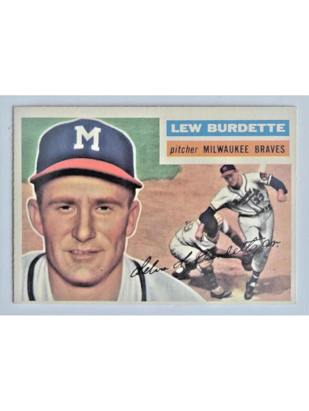 1956 TOPPS BASEBALL #219 LEW BURDETTE MILWAUKEE BRAVES BASEBALL CARD